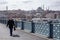 View from the empty Galata Bridge, famous for anglers. Istanbul Metropolitan Municipality banned