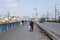 View from the empty Galata Bridge, famous for anglers. Istanbul Metropolitan Municipality banned