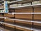 View of empty shelves in a Whole Foods grocery store after panicked customers purchased all the toilet paper in preparation for