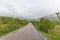 View of an empty winding road at the Lofoten islands