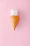 View of Energy saving lightbulb in ice cream cone Isolated On pink