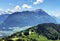 View of the Engelbergertal Valley, Settlement Buochs and Mountain Buochserhorn, Ennetburgen - Canton of Nidwalden, Switzerland