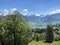 View of the Engelbergertal Valley, Settlement Stans and Mountain Stanserhorn, Ennetburgen - Canton of Nidwalden, Switzerland