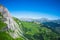 View of Engstligenalp from the Engstligengrat hiking trail, Swiss Alps, Switzerland