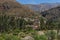 View of the entire town of Shupluy and with various vegetation and mountains, located in the province of Yungay