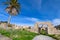 A view through the entrance gate of Panagia Kanakaria Church and Monastery in the turkish occupied side of Cyprus 4