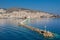 View of Ermoupolis in Syros island (Greece) from the sea