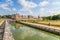 View estate of Vaux-le-Vicomte with a decorative channel, France