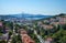 The view from European shore of Istanbul to the Bosphorus with t