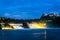 View of the europen biggest waterfall - rheinfall - during night near Schaffhausen, Switzerland...IMAGE