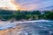 View of the europen biggest waterfall - rheinfall - during sunset near Schaffhausen, Switzerland...IMAGE