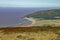 View of Exmoor National park and the Bristol Channel near Minehead in Somerset, England