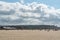 View of the expansive sandy beaches at Deauville in Normandy on a beautiful summer day