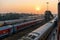 A view of express trains at a Junction Railway Station of Indian Railways system, Kolkata, India on February 2021