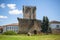 View at the exterior facade tower at Castle of Chaves, an iconic monument building at the Chaves city, portuguese patrimony