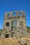 View at the exterior front facade of medieval Saint CornÃ©lio tower, iconic ruins monument building at the Belmonte village,