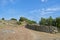 View at the exterior ruins fortress, medieval village inside fortress castle of Castelo Mendo