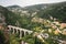 View from Eze Exotic Garden, France. Bridge, hills and vegetation landscape