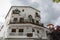 View of a facade of a large house in a village of La Alpujarra,