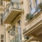 View of the facade of an old Berlin apartment building with stucco decorations