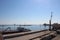 View from the Famagusta fortress to the ship and the Mediterranean sea . Cyprus