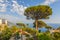 View of famous Amalfi Coast with Gulf of Salerno from Villa Rufolo gardens in Ravello, Campania, Italy
