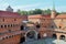 View of famous barbakan in Cracow, Poland. Courtyard. Part of the city wall fortification.