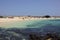 View on famous beach Playa de Jandia - Playa de Sotavento - Playa Lagoon on the Canary Island Fuerteventura, Spain. This