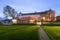 View on famous benedictine monastery of Broumov and the broumov walls in the background. Broumov, Hradec Kralove, Czech Republic.