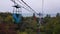 View of a famous cable car in Odessa with the sea in the background. Colored cabins. Travel background.