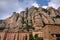 View the famous Catholic monastery of Montserrat on the background of round rocks. Catalonia of Spain