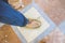 View of the famous Devil`s Footstep inside the Munich Cathedral