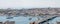 View of the famous Galata Bridge and the historical center of Istanbul at sunset, Turkey