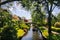 View of famous Giethoorn village with canals in the province of Overijssel