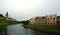 A view of the famous Golden Embankment and the Kremlin in Pskov