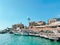 View of Famous and Historic Mediterranean Coastal Town: Byblos, Lebanon - Tourist attractions of Byblos with restaurants and boats