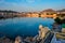 View of famous indian sacred city Pushkar with Pushkar ghats. Rajasthan, India