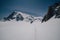 View of famous Mont Blanc du Tacul from Aiguille Midi.