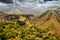 View of a famous natural monument near the village of Garni in Armenia - basalt columns or a symphony of stones in deep