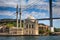 View of the famous Ortakoy mosque Ortakoy Camii and Bosphorus bridge. Istanbul.