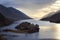 View with famous Scottish lake Loch Shiel and an island