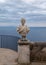 View of the famous statues and the Mediterranean Sea from the Terrace of Infinity at the gardens of Villa Cimbrone, Ravello, Italy