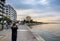 View of famous white tower and buildings of leoforos Nikis at  seafront. Thessaloniki, Greece