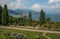 View of fantastic garden of Villa Borromeo in the lake Maggiore, Piedmont
