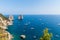 View of Faraglioni cliffs and the Tyrrhenian sea