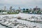 View of the Farley State Marina and buildings in Atlantic City, New Jersey