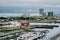 View of the Farley State Marina and buildings in Atlantic City, New Jersey