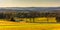 View of farm fields and distant hills from Longstreet Observation Tower in Gettysburg, Pennsylvania.