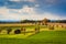 View of farm fields and hills in rural York County, Pennsylvania