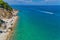 View of Fava Beach at Chalkidiki, Greece. Aerial Photography